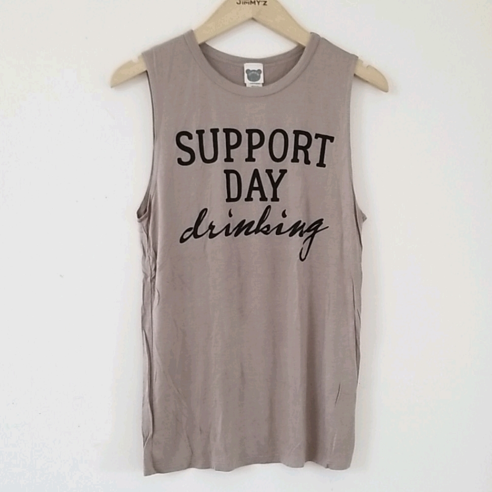 Color Bear "Support Day Drinking" Taupe T-Shirt
